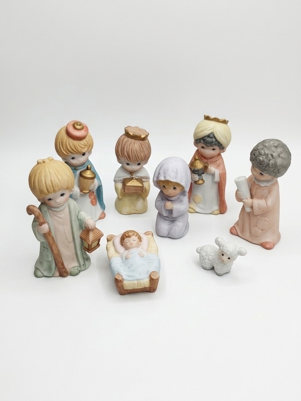 Vintage Homco NativiPrecious Moments Pastel Nativity Figurine Set - Pastel Multi